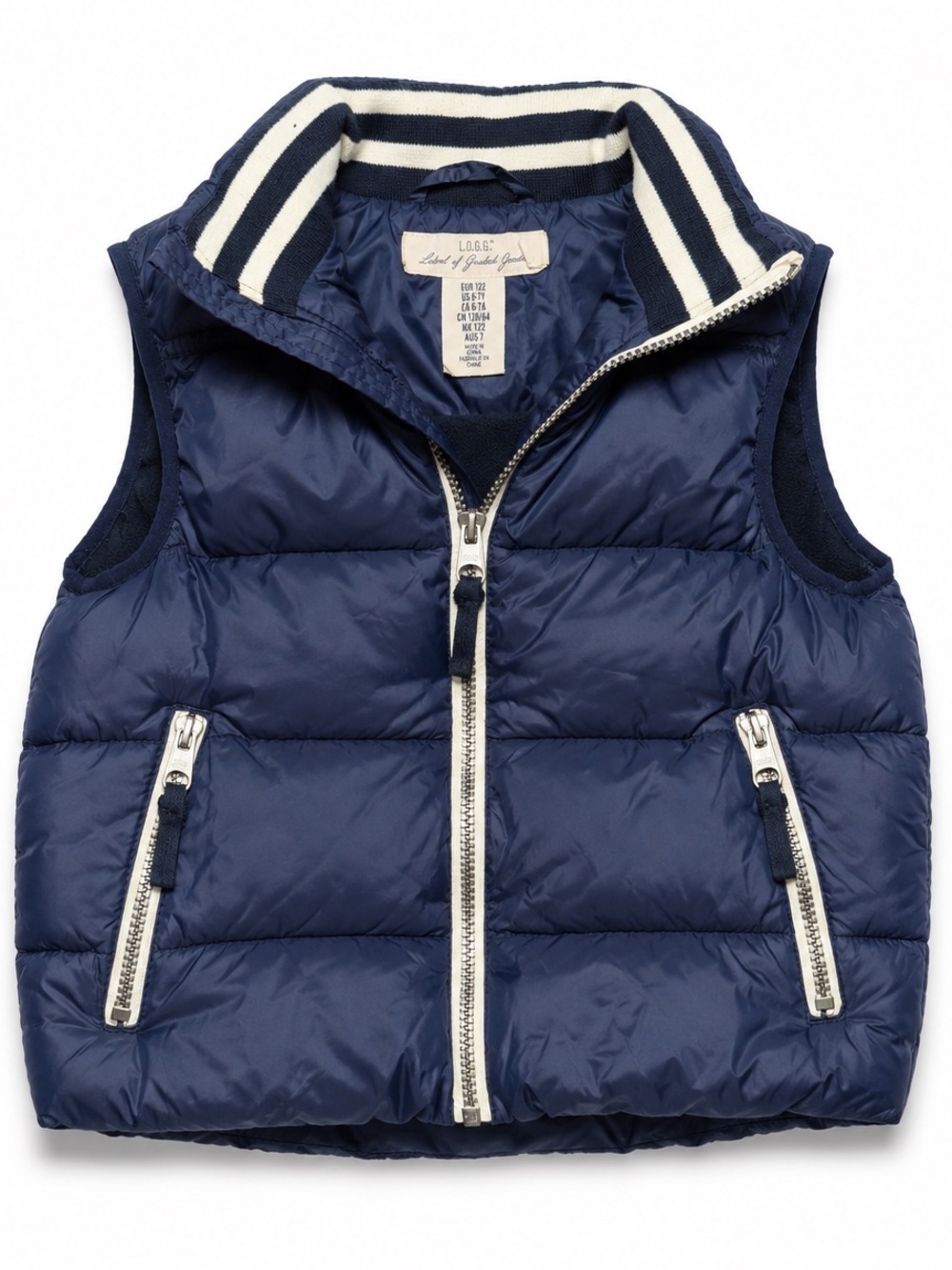 L.O.G.G. Kids Navy Blue Puffer Vest Size 6-7Y
